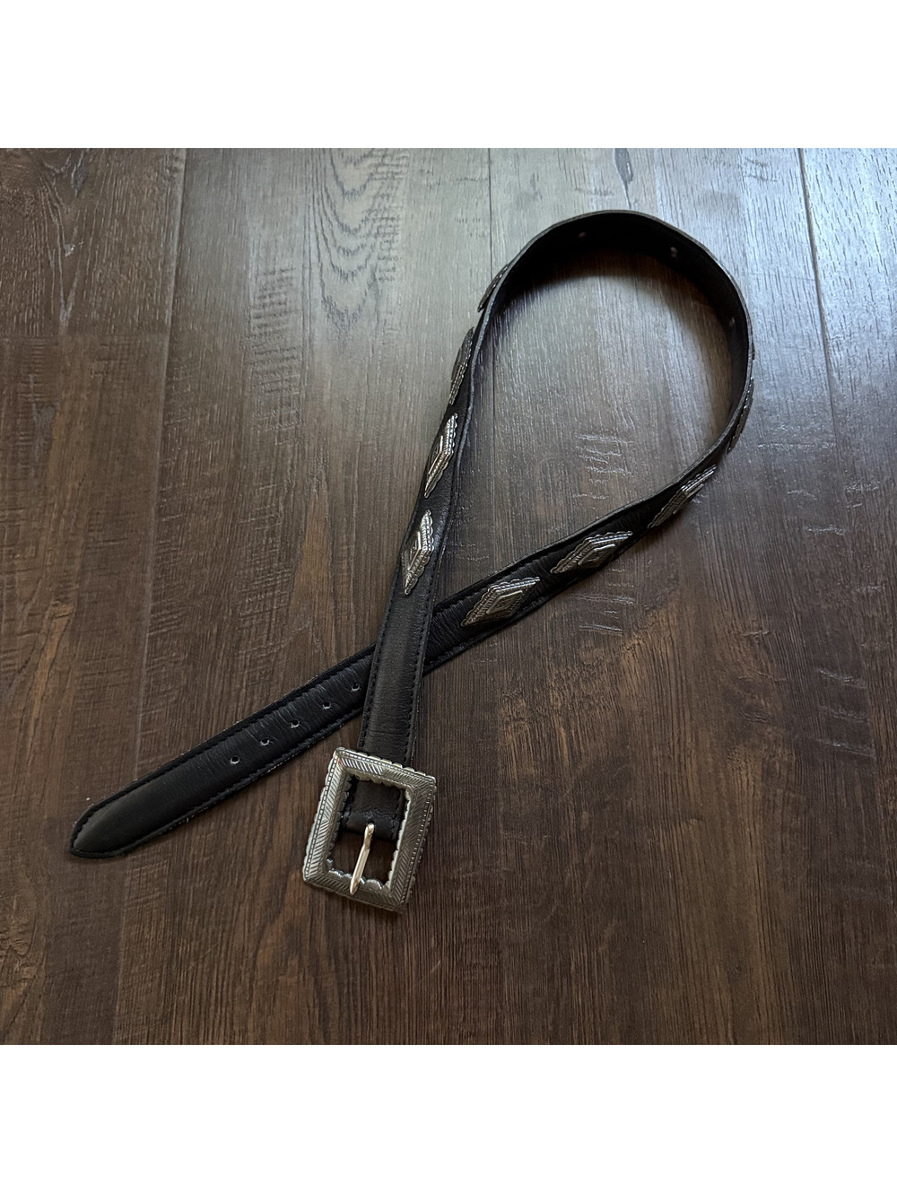 Vintage J&M Davidson Jean L'Insolite Black Leather Concho Belt Western France